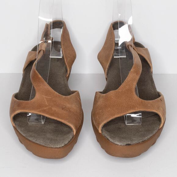 Tsubo Women's Oivit Open Toe Wedge Sandals Leather Tan Size 8.5 | AR - Picture 3 of 6